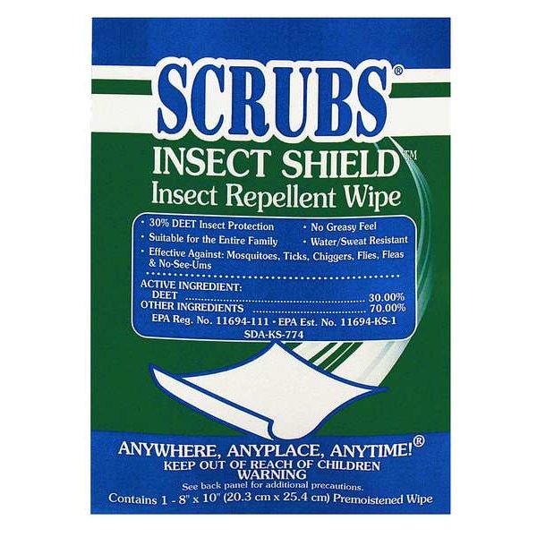Scrubs Insect Repellent, Wipes, PK100 - 91401