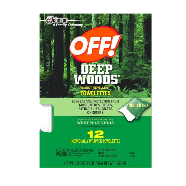 Off OFF! Deep Woods Insect Repellent Towelettes For Mosquitoes 12 pk - 54996