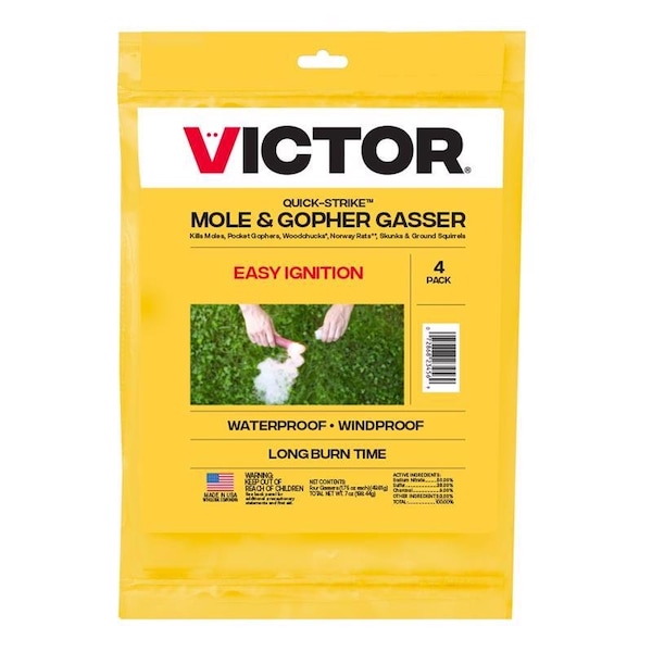 Victor Quick Strike Toxic Gasser Fog For Gophers and Moles 4PK - M6004B