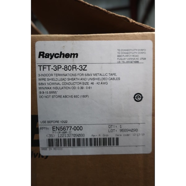 Kit de terminación interior Raychem 5/8Kv Kit de empalme de cables y tubo retráctil para calor - TFT-3P-80R-3Z