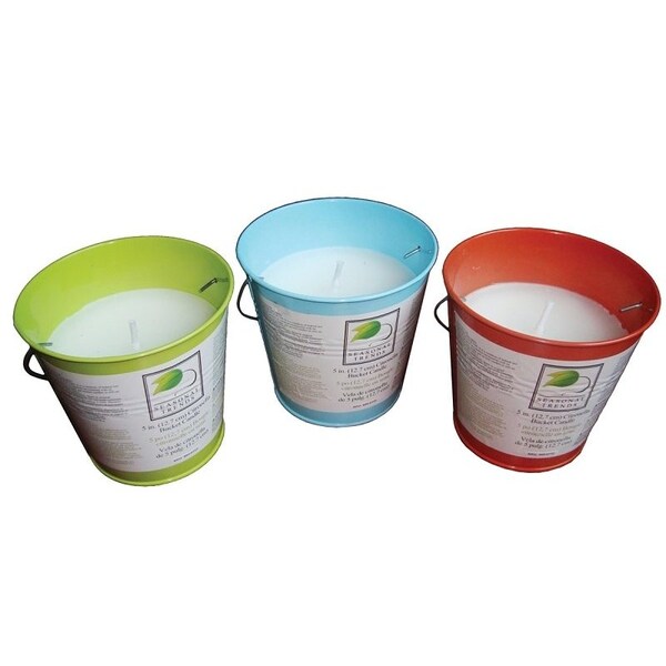 Seasonal Trends Candle with Handle Bucket, Bucket, YellowBlueOrange, Citronella, 35 to 40 hrs Burn Time - Y2564