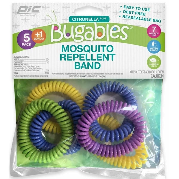 Pic 6PKBCBTS Citronella Plus Bugables 7-Day Mosquito Repellent Band; Pack of 6 - P4R-6PKBCBTS