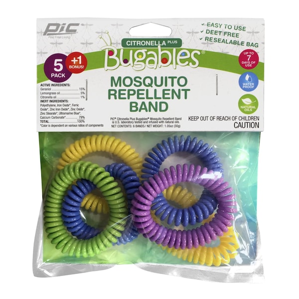 Bugables PIC Bugables Insect Repellent Wrist Band For Mosquitoes 6 pk - 6PK-BCBTS