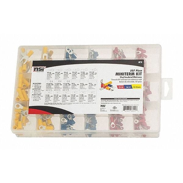 Kit de terminación de alambre de vinilo de 22-10 AWG de Nsi Industries con 493 piezas - MTK