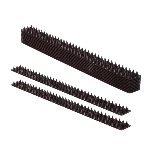 Gardenised Outdoor Plastic Repellent Wall Defender Fence Spikes for Birds, 10 Pack Brown - QI004402