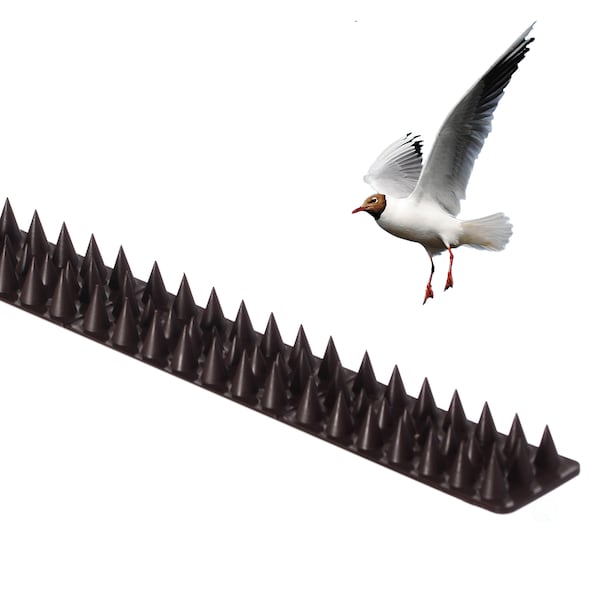 Gardenised Outdoor Plastic Repellent Wall Defender Fence Spikes for Birds, 10 Pack Brown - QI004402