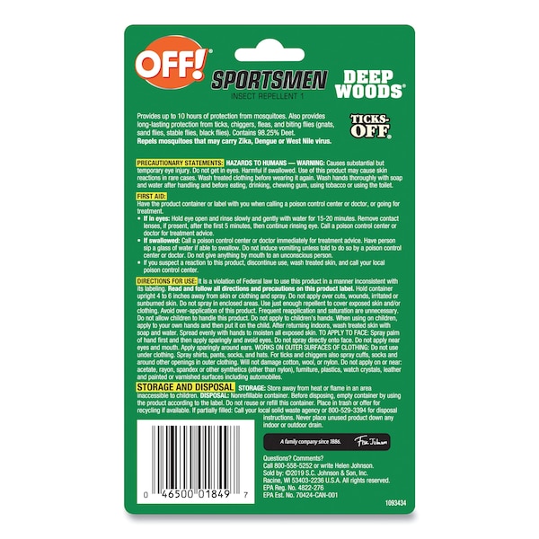 Off Deep Woods Sportsmen Insect Repellent, 1 oz Spray Bottle, PK12 - 317188