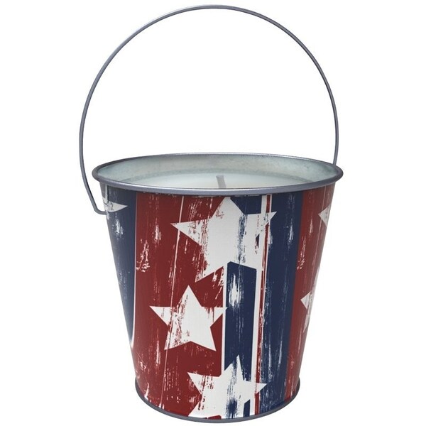 Seasonal Trends Candle with Handle Bucket, Bucket, Printed Stars and Stripes, Citronella, 54 x 415 x 26 cm - Y2563
