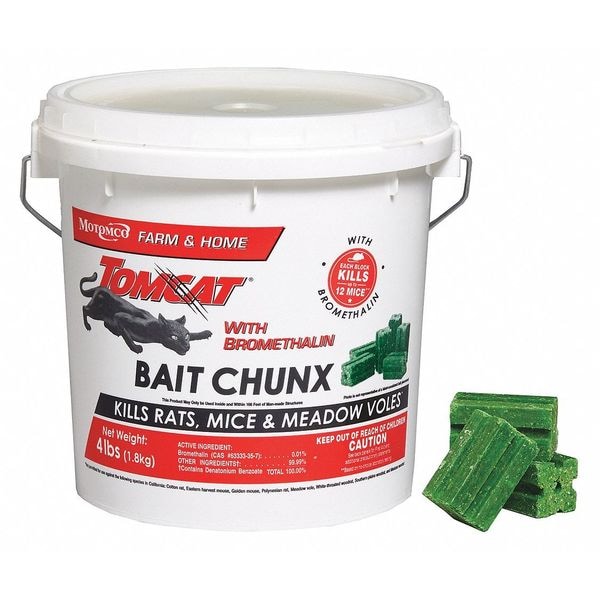Motomco 4 lb Pail Bait Block Rodenticide, Green Blocks, 64 Blocks Per Pail - 22244