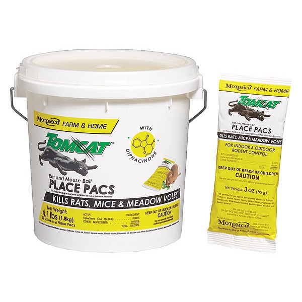 Motomco 4.1 lb Pail Rodenticide Pellets, Green, 22 3oz Packs Per Pail - 32360