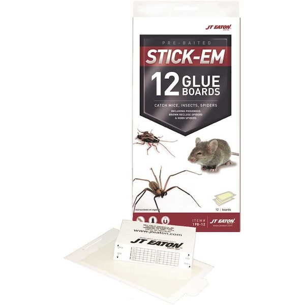 Jt Eaton Pest Catchers Mouse and Insect Glue Board, 12PK - 198-12