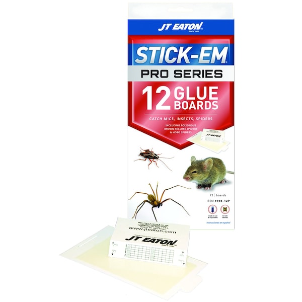 Jt Eaton JT Eaton Stick-Em Pro Series Small Glue Board Trap For Insects/Mice/Spiders 12 pk - 198-12P