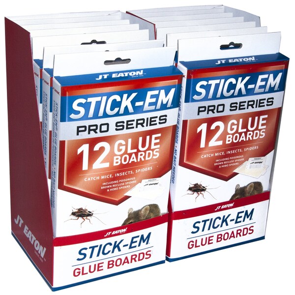 Jt Eaton JT Eaton Stick-Em Pro Series Small Glue Board Trap For Insects/Mice/Spiders 12 pk - 198-12P
