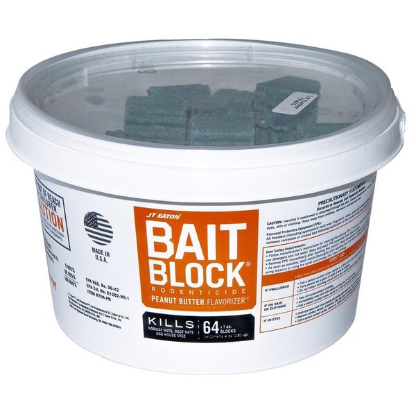 Stick-A-Fly JT Eaton Toxic Peanut Butter-Flavored Rodenticide Bait Blocks For Mice and Rats 4 lb 64 pk - 704-PN