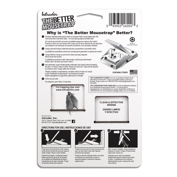 Intruder Intruder The Better Mousetrap Small Snap Trap For Mice 2 pk - 16000