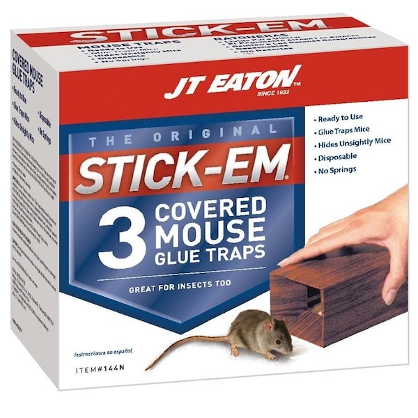 Jt Eaton Mouse Glue Trap, 6 in L, 312 in W, 212 in H, Glue Locking - 144N