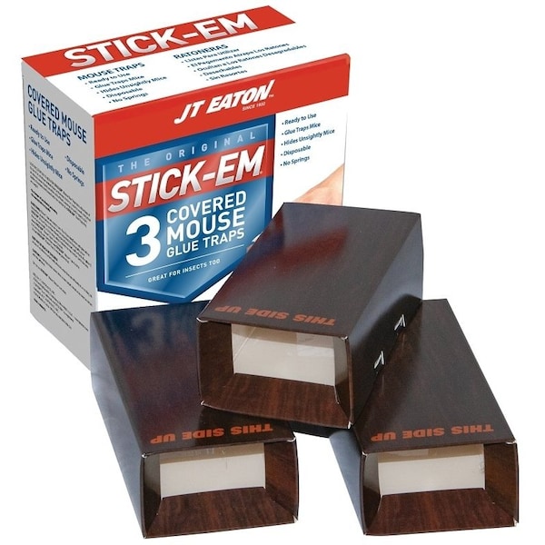 Jt Eaton Mouse Glue Trap, 6 in L, 312 in W, 212 in H, Glue Locking - 144N