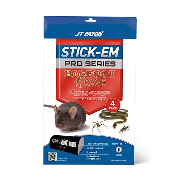 Jt Eaton JT Eaton Stick-Em Pro Series Bigfoot Extra Large Glue Board Trap For Insects/Rodents/Snakes 4 pk - 188-4P
