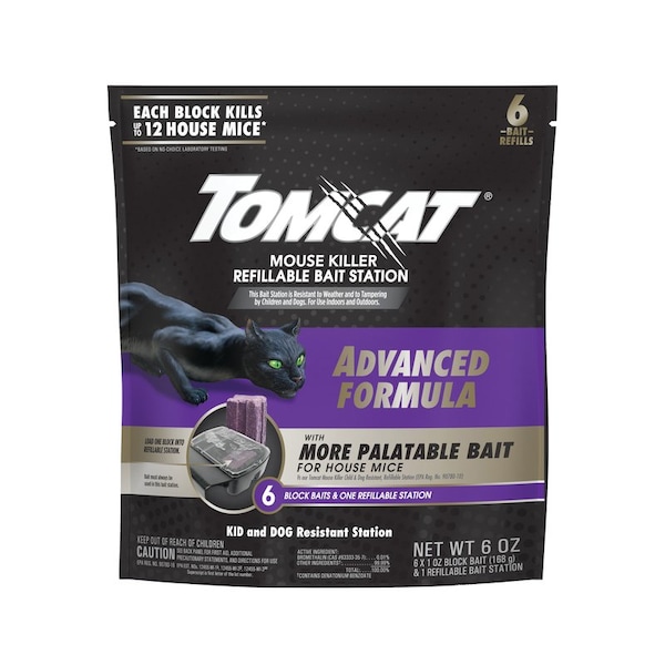 Tomcat Tomcat Advanced Formula Bait Station and Bait Blocks For Mice 6 oz 6 pk - 372805