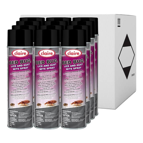 Claire Bed Bug Killer, 16 oz Aerosol Spray, 12PK - 1000001197