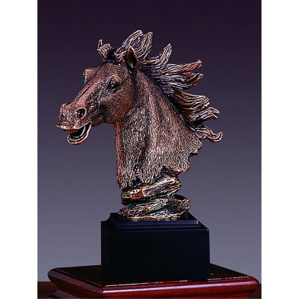 Dwellingdesigns F Horse Head Bronze Plated Resin Sculpture - 5.5 x 3 x 7.5 in. - DW2142214
