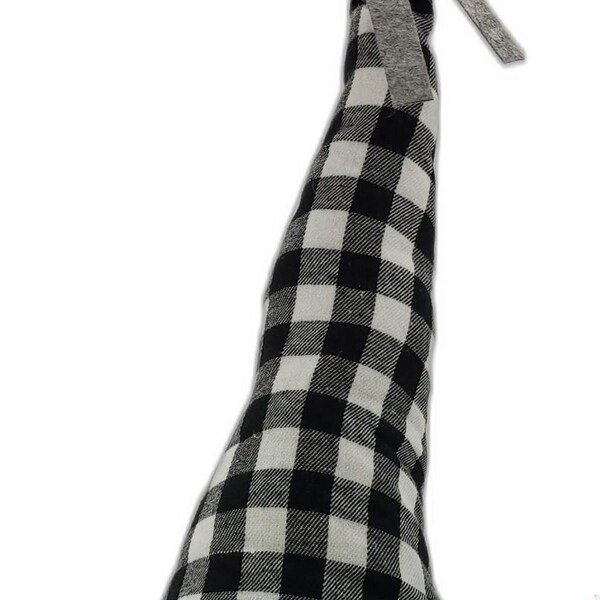 Homeroots 27 x 10 x 6.7 in. Black & White Buffalo Plaid Standing Gnome - 402542