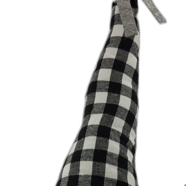 Homeroots 27 x 10 x 6.7 in. Black & White Buffalo Plaid Standing Gnome - 402542