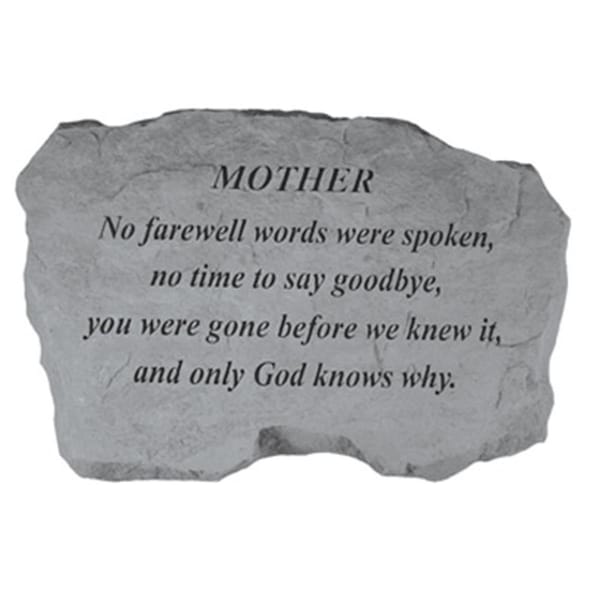 Kay Berry Mother-No Farewell Words Were Spoken - Memorial - 16 Inches x 10.5 Inches x 1.5 Inches - KA313600