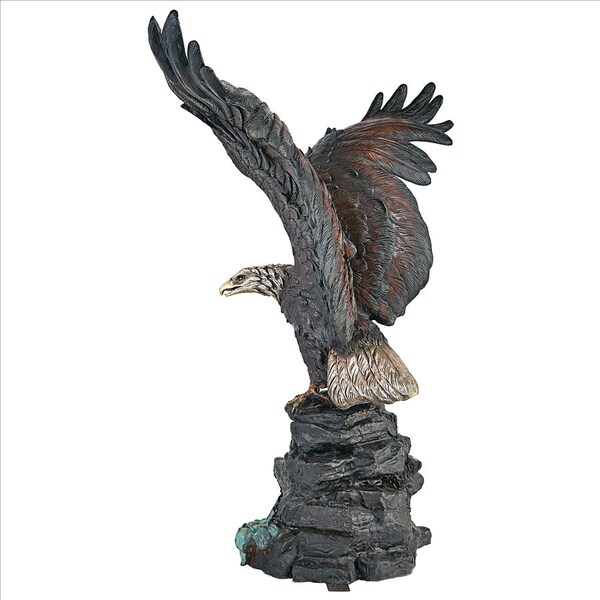 Design Toscano Strength and Patriotism Bald Eagle Cast Bronze Garden Statue - DD2245