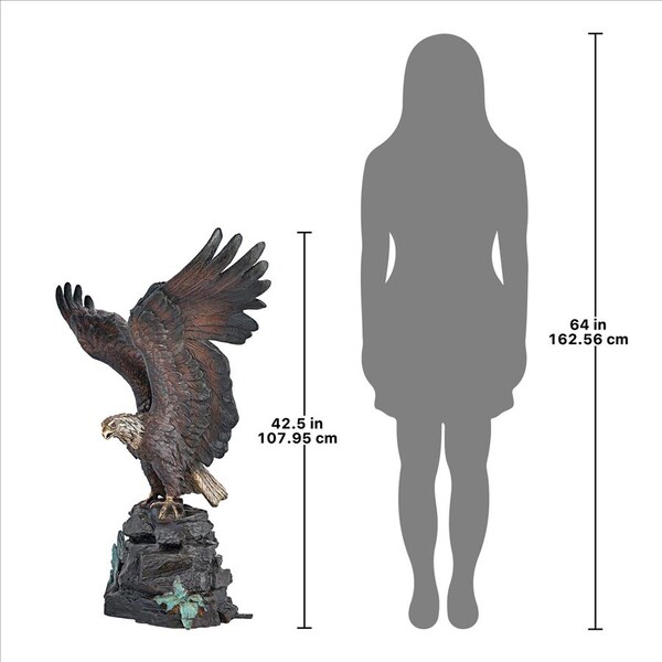 Design Toscano Strength and Patriotism Bald Eagle Cast Bronze Garden Statue - DD2245