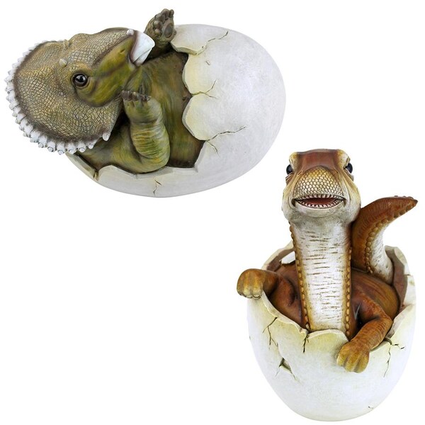 Design Toscano Jurassic Dinosaur Egg Hatchling Garden Statues - QM92728100