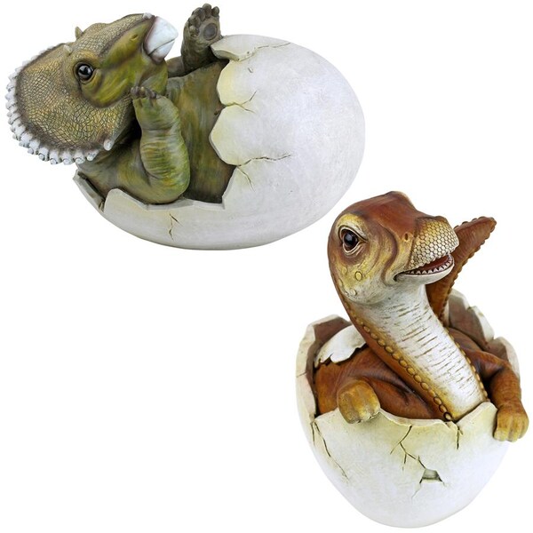 Design Toscano Jurassic Dinosaur Egg Hatchling Garden Statues - QM92728100