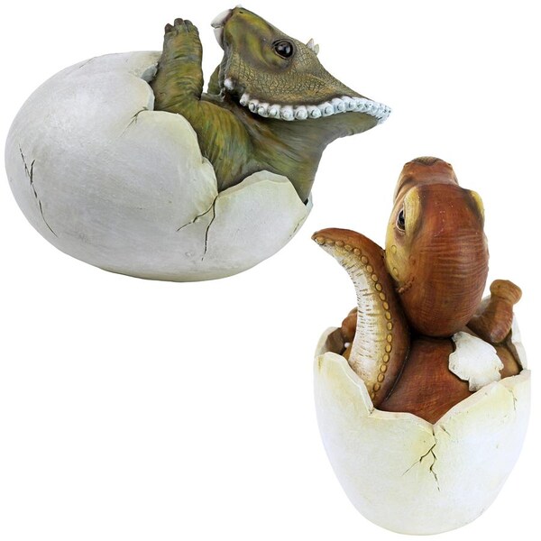 Design Toscano Jurassic Dinosaur Egg Hatchling Garden Statues - QM92728100