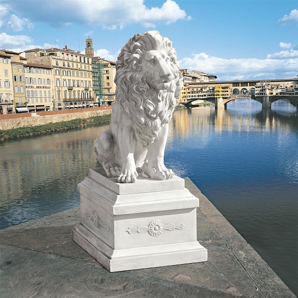 Design Toscano Lion of Florence Sentinel Statue & Base - KY971134