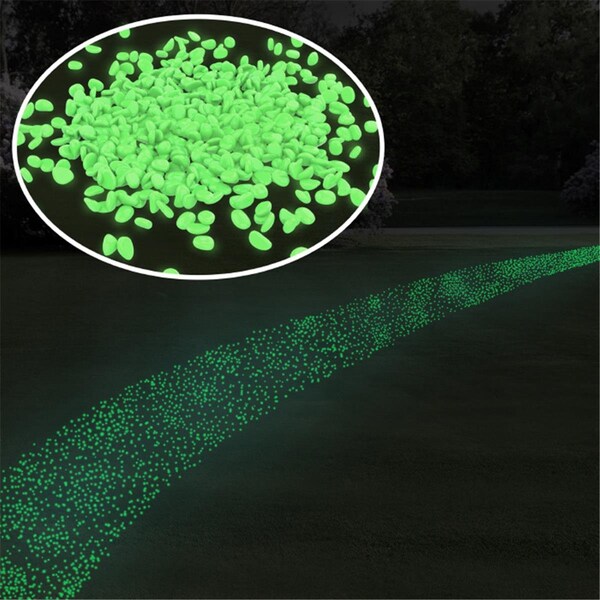 Grillgear Garden Stones - Glow in the Dark Solar Pathway Pebble Lights, Green, 500PK - GR2155636