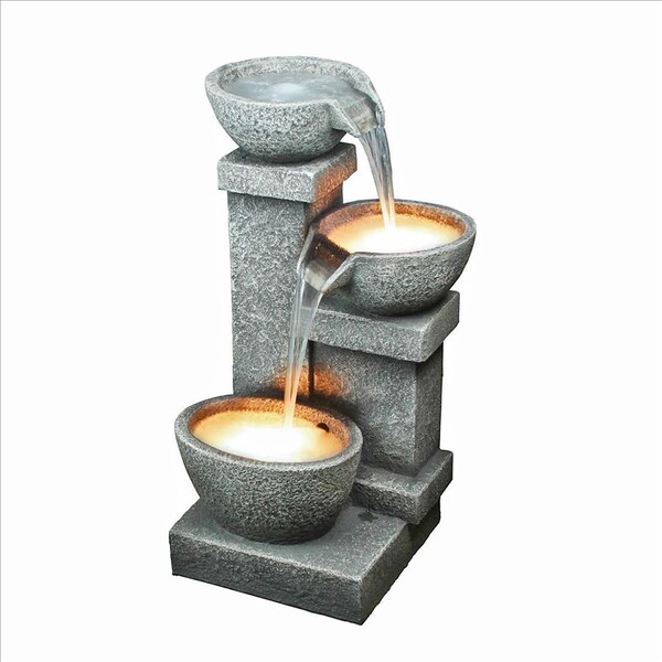 Design Toscano Villa Castle Cascading Three Bowl Garden Fountain - DW96025