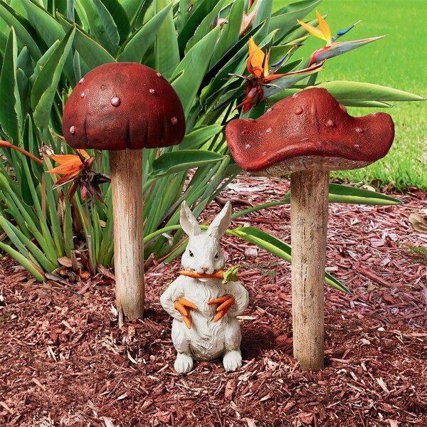 Design Toscano Garden Gnome Wild Mushroom Stake Collection: Complete Set - FU94201