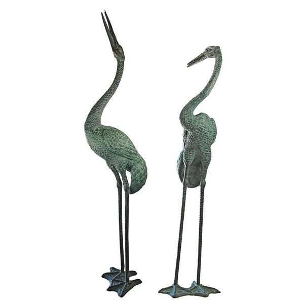Design Toscano Colossal Cranes Bronze Garden Statue Set - PK9745