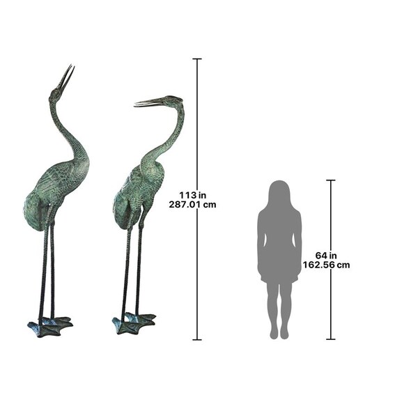 Design Toscano Colossal Cranes Bronze Garden Statue Set - PK9745