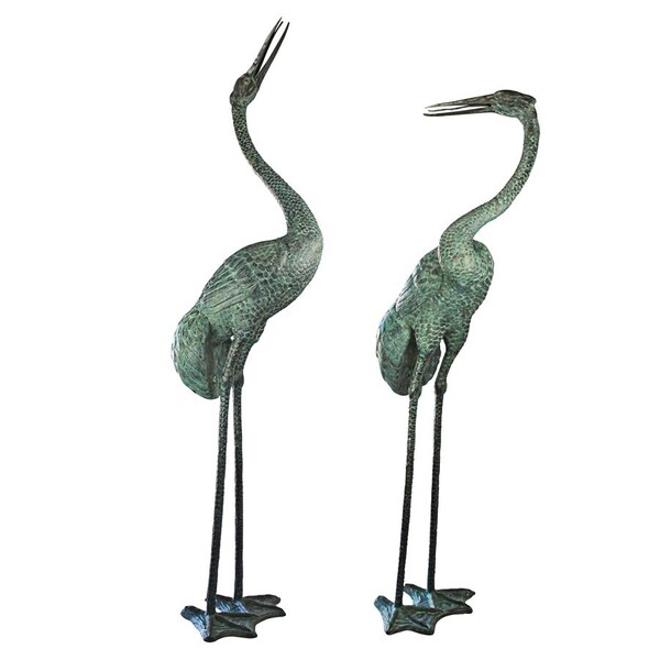 Design Toscano Colossal Cranes Bronze Garden Statue Set - PK9745