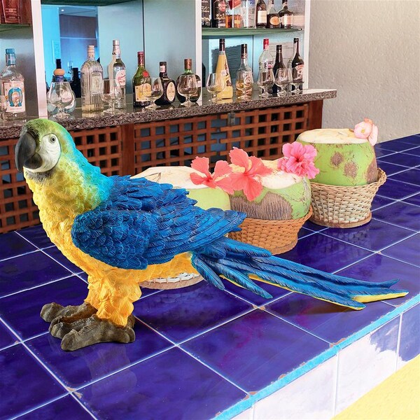 Design Toscano Mortimer the Macaw Tropical Parrot Statue - JQ5998