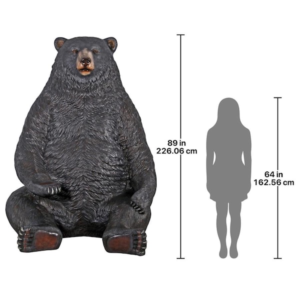 Design Toscano Sitting Pretty Oversized Black Bear Statue with Paw Seat - NE867226