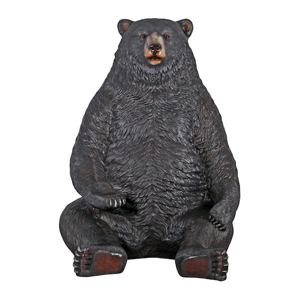 Design Toscano Sitting Pretty Oversized Black Bear Statue with Paw Seat - NE867226