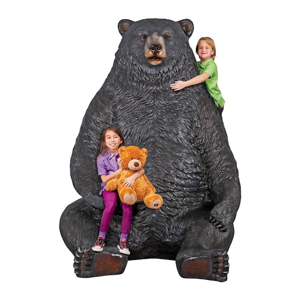 Design Toscano Sitting Pretty Oversized Black Bear Statue with Paw Seat - NE867226