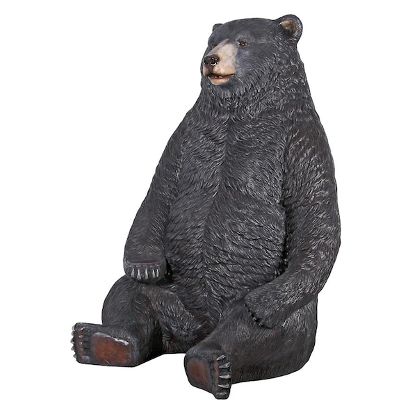 Design Toscano Sitting Pretty Oversized Black Bear Statue with Paw Seat - NE867226