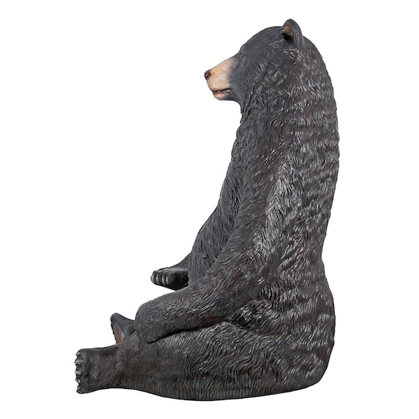 Design Toscano Sitting Pretty Oversized Black Bear Statue with Paw Seat - NE867226
