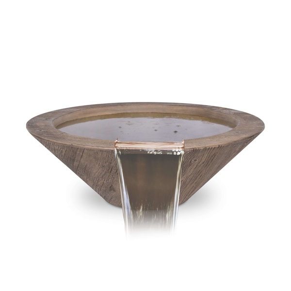 The Outdoor Plus 24 Round Cazo Water Bowl - Wood Grain GFRC Concrete - Oak - - OPT-24RWGWO-OAK