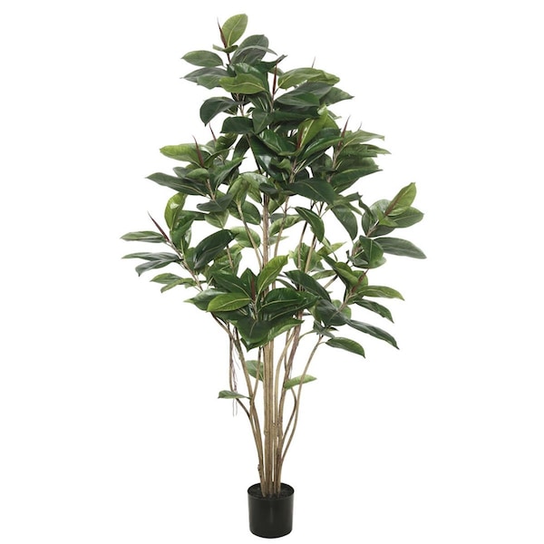 Grandoldgarden 5 ft. Potted Rubber Tree with 132 Leaves - Green - GR2675613