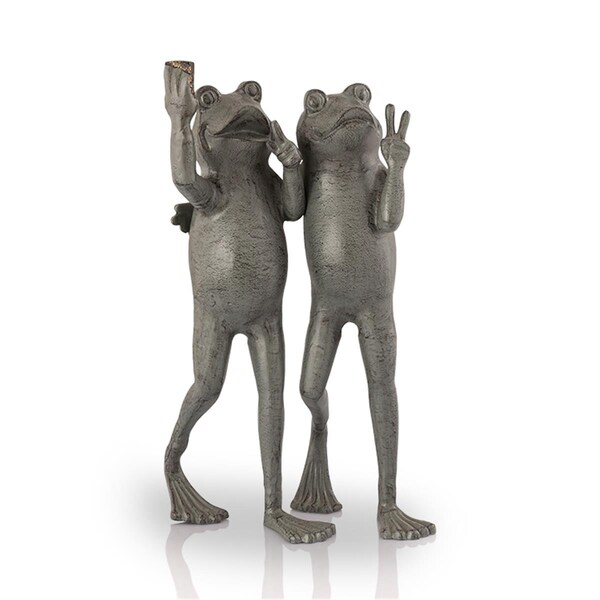 Rickis Rugs 21.50 x 13 x 11 in. Selfie Frog Friends Garden Sculpture - RI2486899
