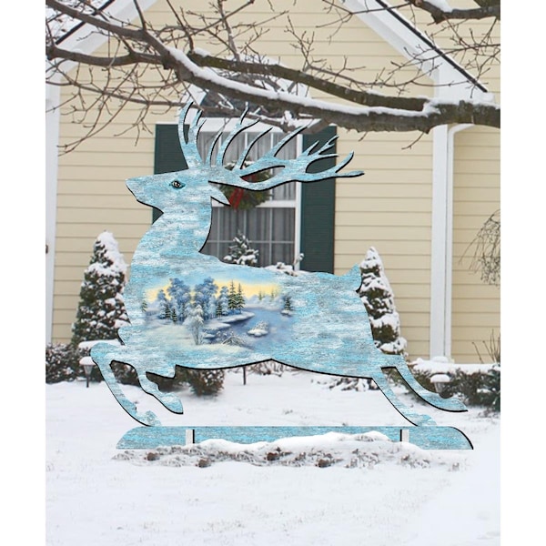 Heatwave 32 in Prancing Deer scenic FreeStanding Garden Decor - HE1786018